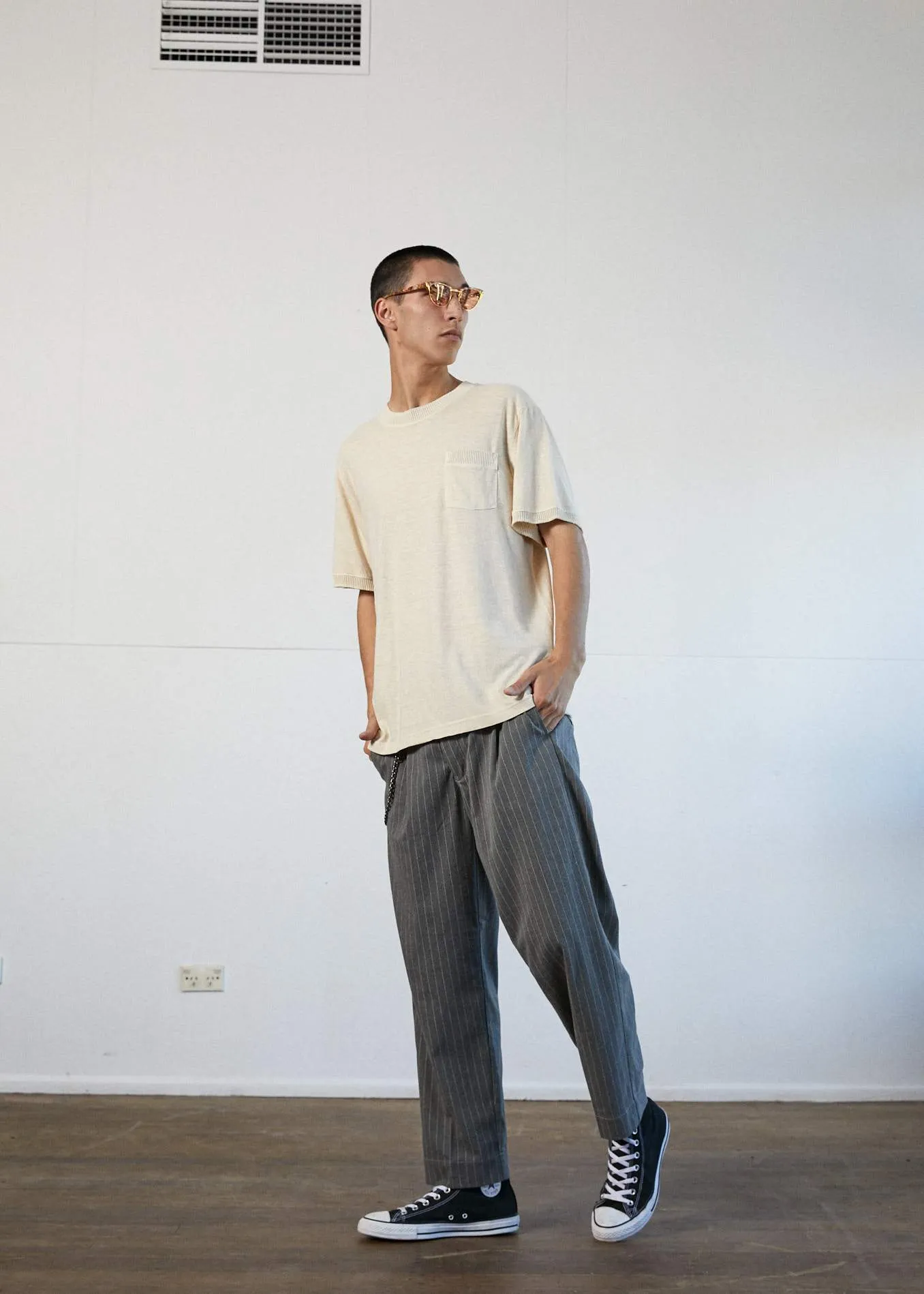 Afends Mens 1972 - Hemp Retro Fit Ringer Tee - Macadamia