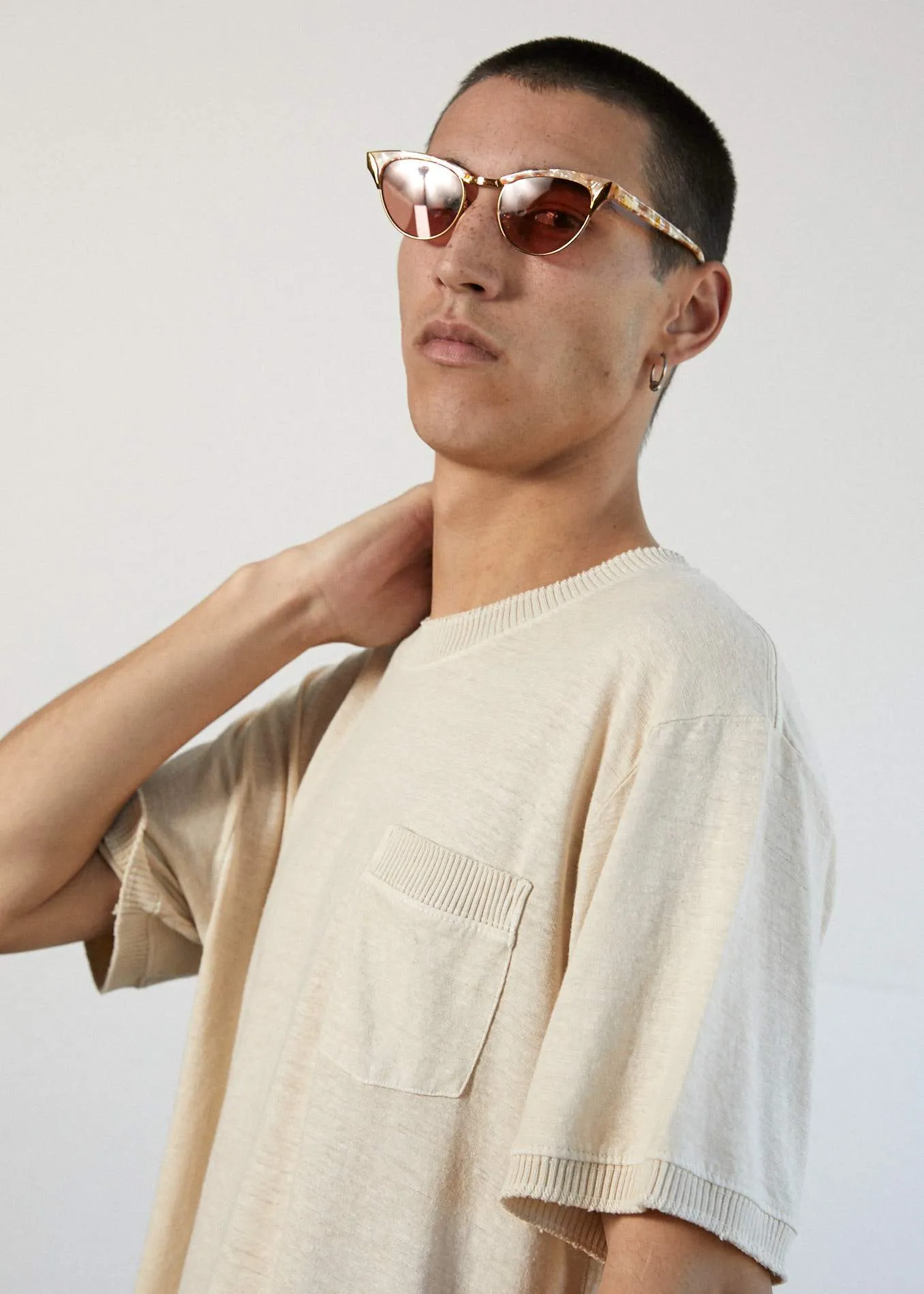 Afends Mens 1972 - Hemp Retro Fit Ringer Tee - Macadamia