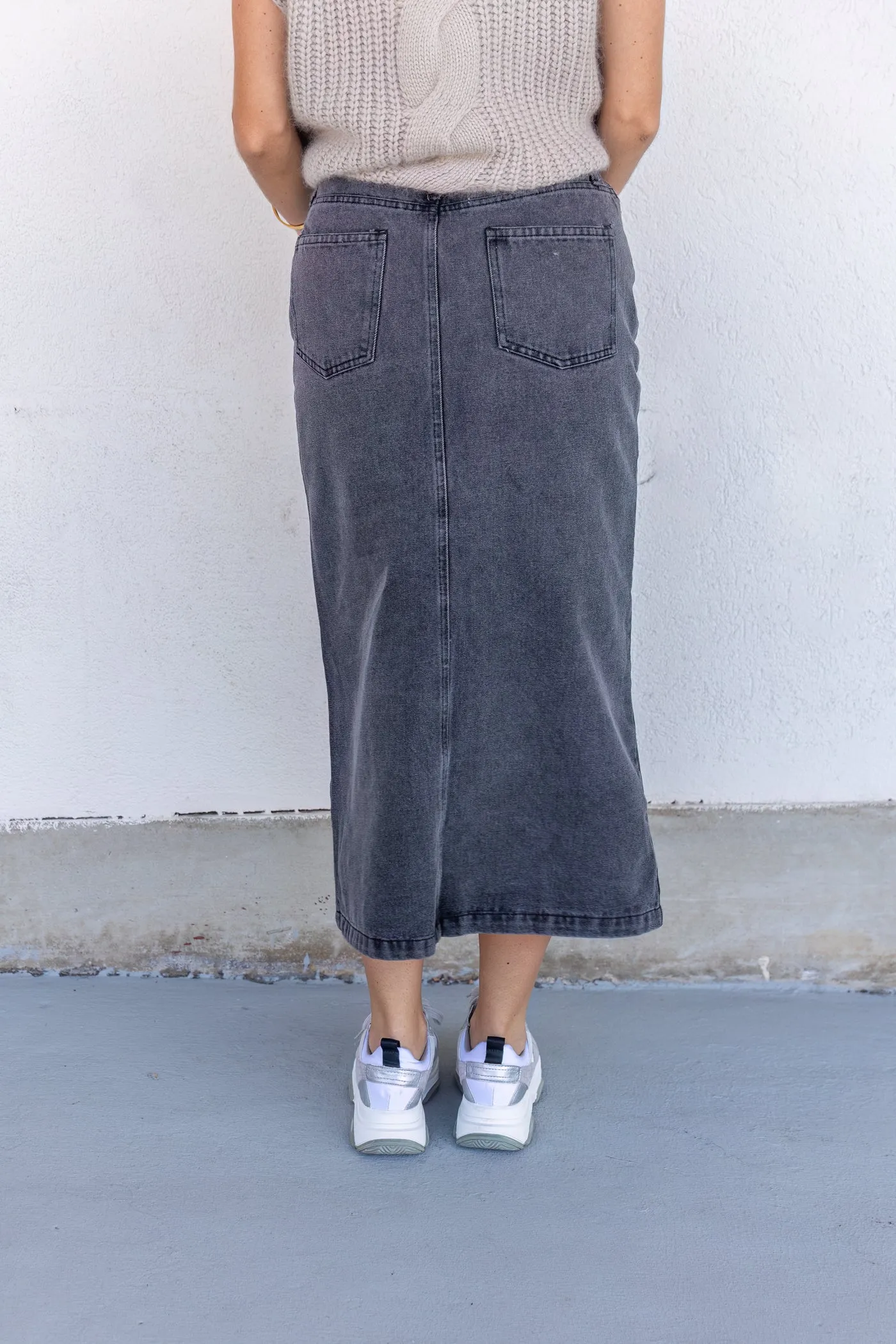 ALYSSA GREY DENIM SKIRT
