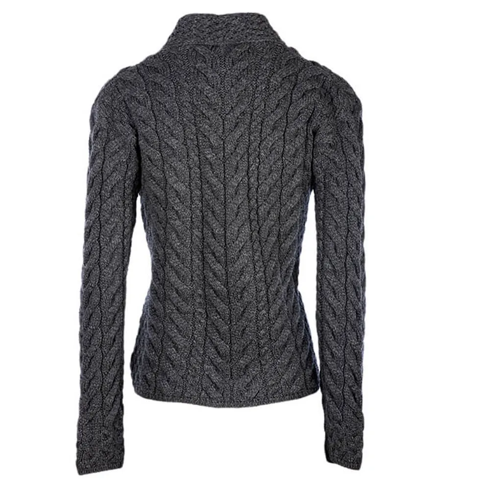 Aran Super Soft Merino Asymmetrical Multi Cable Cardigan