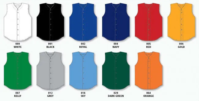 Athletic Knit Full Button Sleeveless Softball Jersey