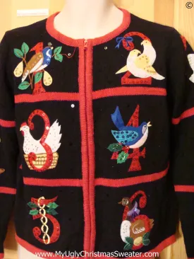 Bird Themed Black and Red Cheap Christmas Sweater