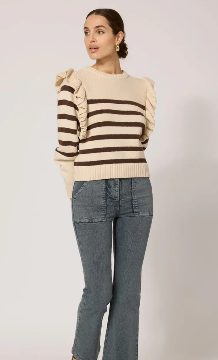 BLAIR SWEATER - CREAM/BROWN