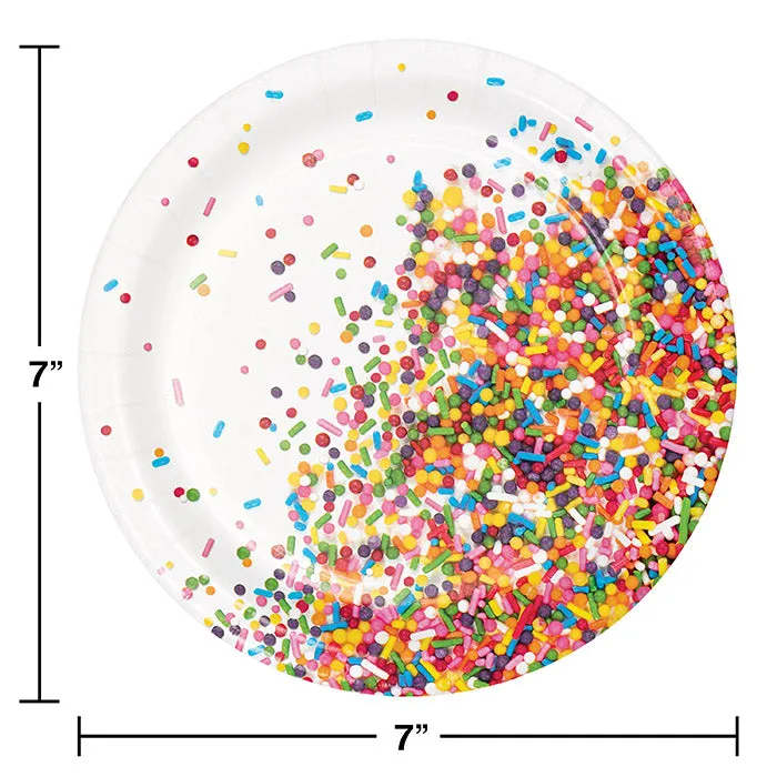 Bulk Confetti Sprinkles Paper Dessert Plates (96 per Case)