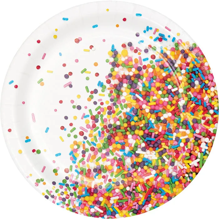 Bulk Confetti Sprinkles Paper Dessert Plates (96 per Case)