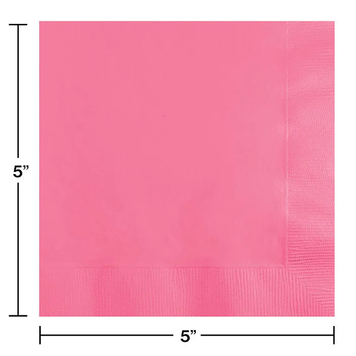 Bulk Pack of 150 Candy Pink Beverage Napkins, 3 Ply