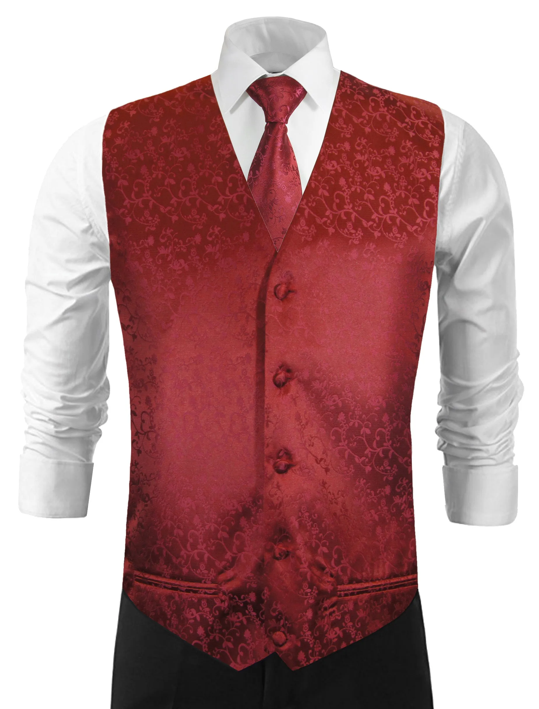 Burgundy Vines Tuxedo Vest Set