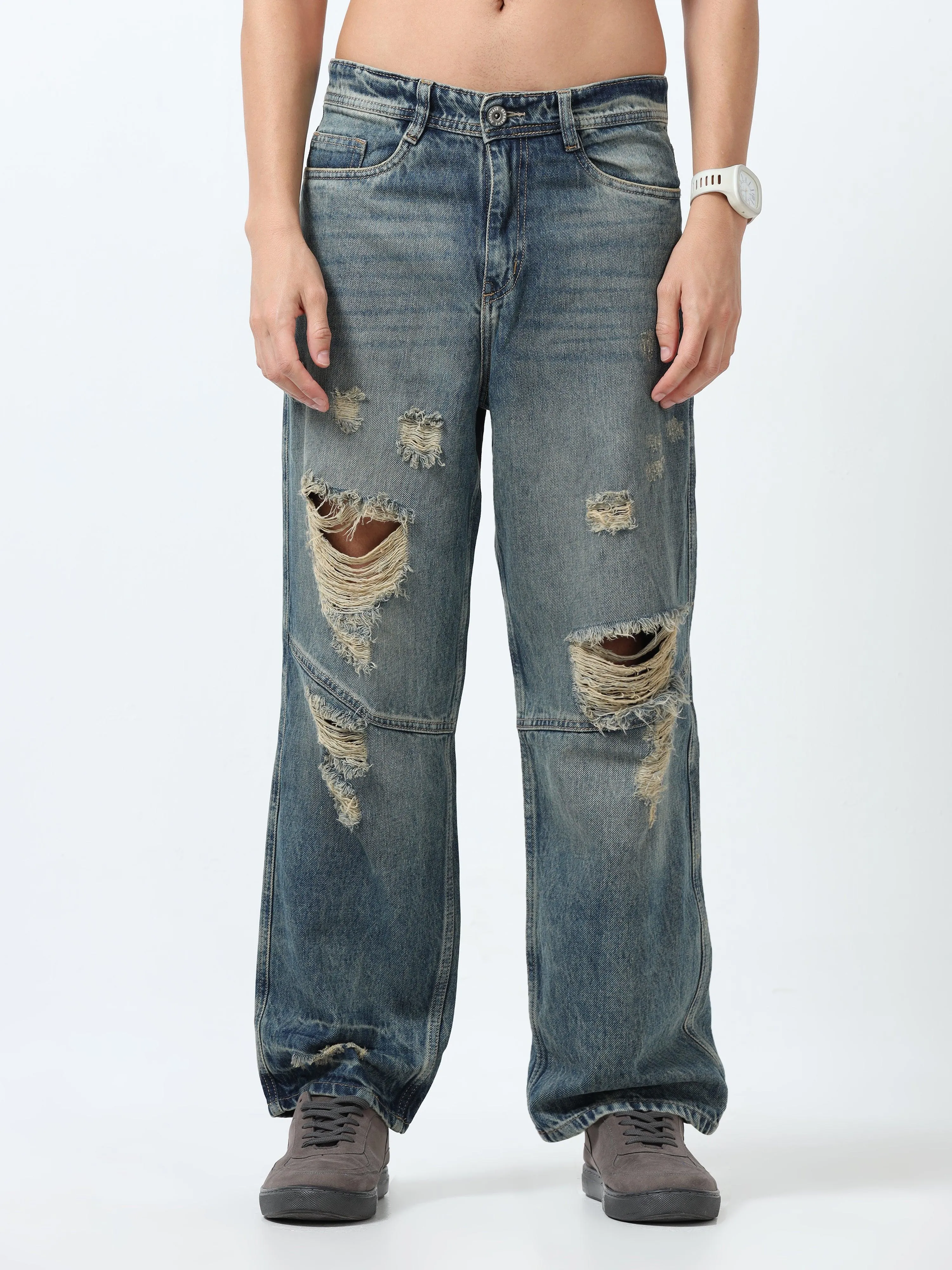 Caelum - Distressed Relaxed Jean - Blue