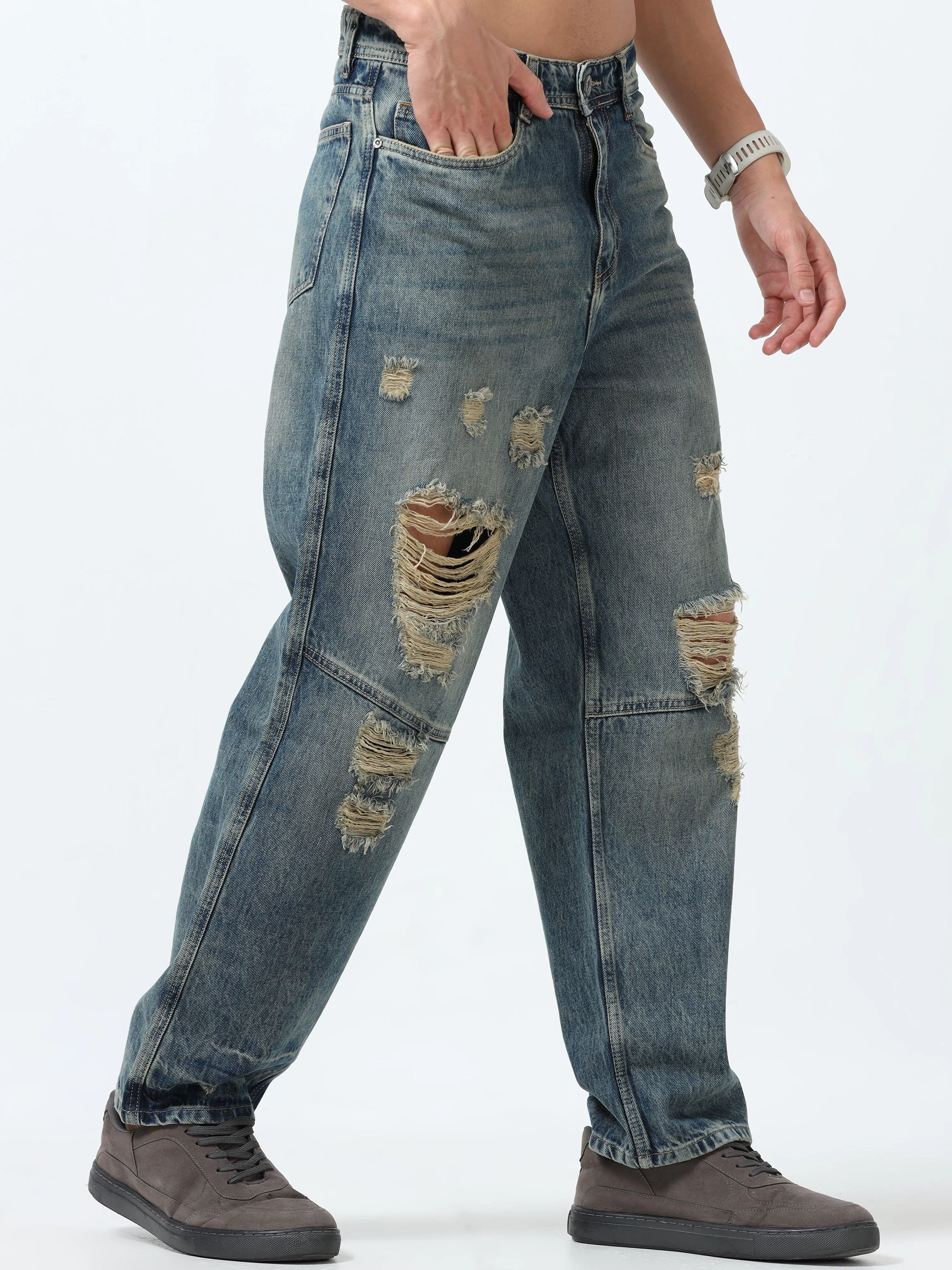 Caelum - Distressed Relaxed Jean - Blue
