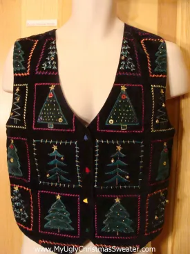 Cheap Ugly Christmas Vest with Crafty Trees
