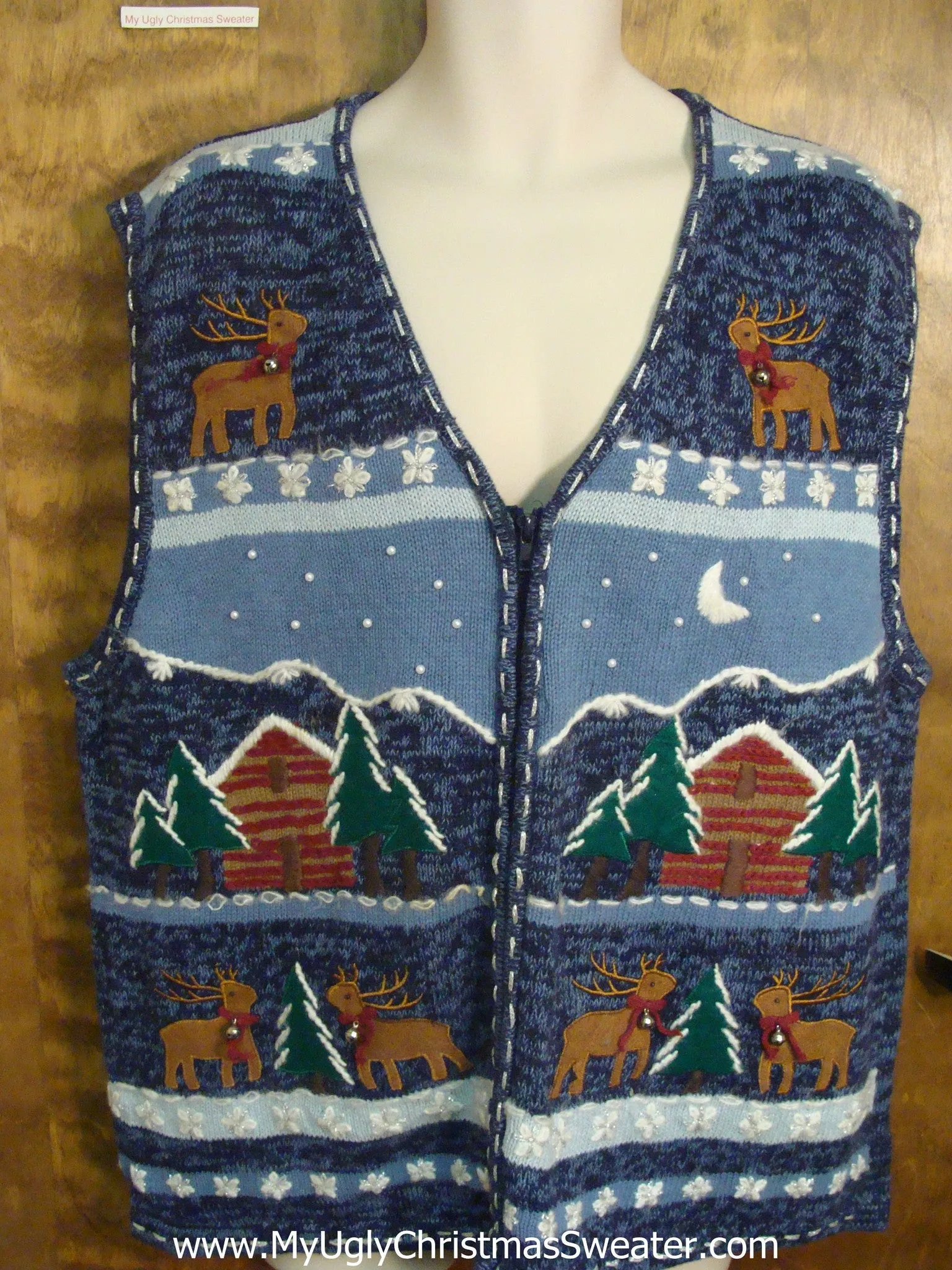 Cozy Log Cabins Tacky Xmas Party Sweater Vest