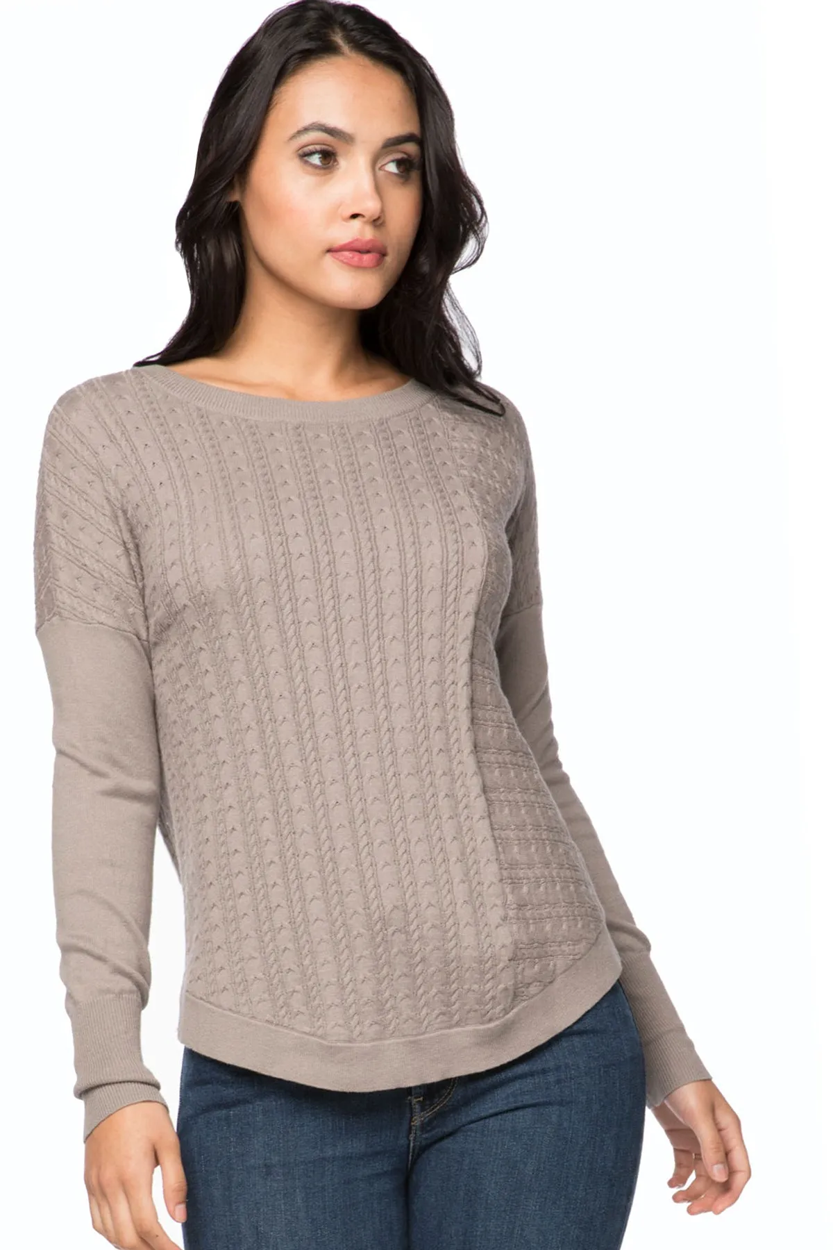 Crystal Textured Pullover Sweater in Cotton Cashmere