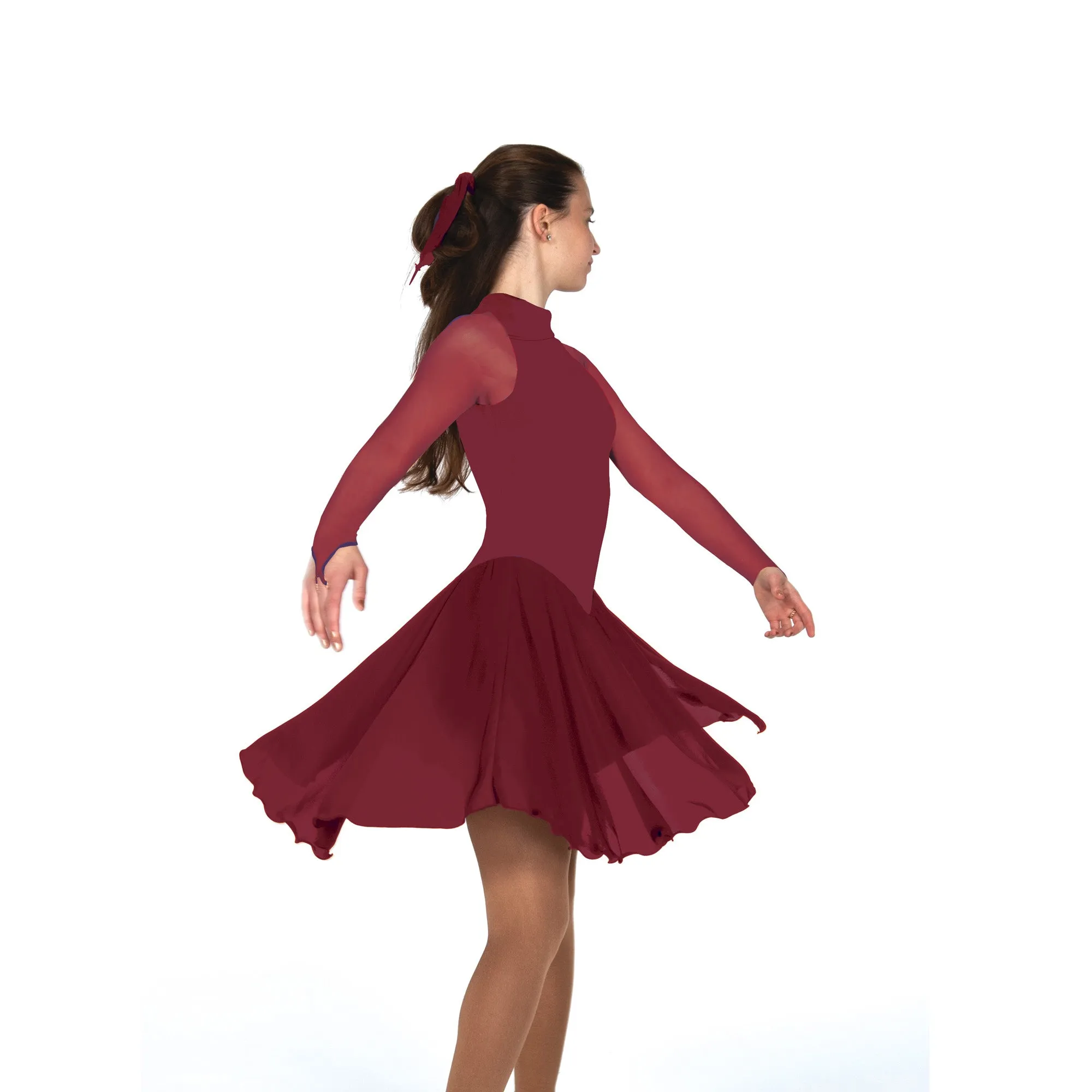 D22017P Competition Figure Skating High Neck Dance Dress PLAIN