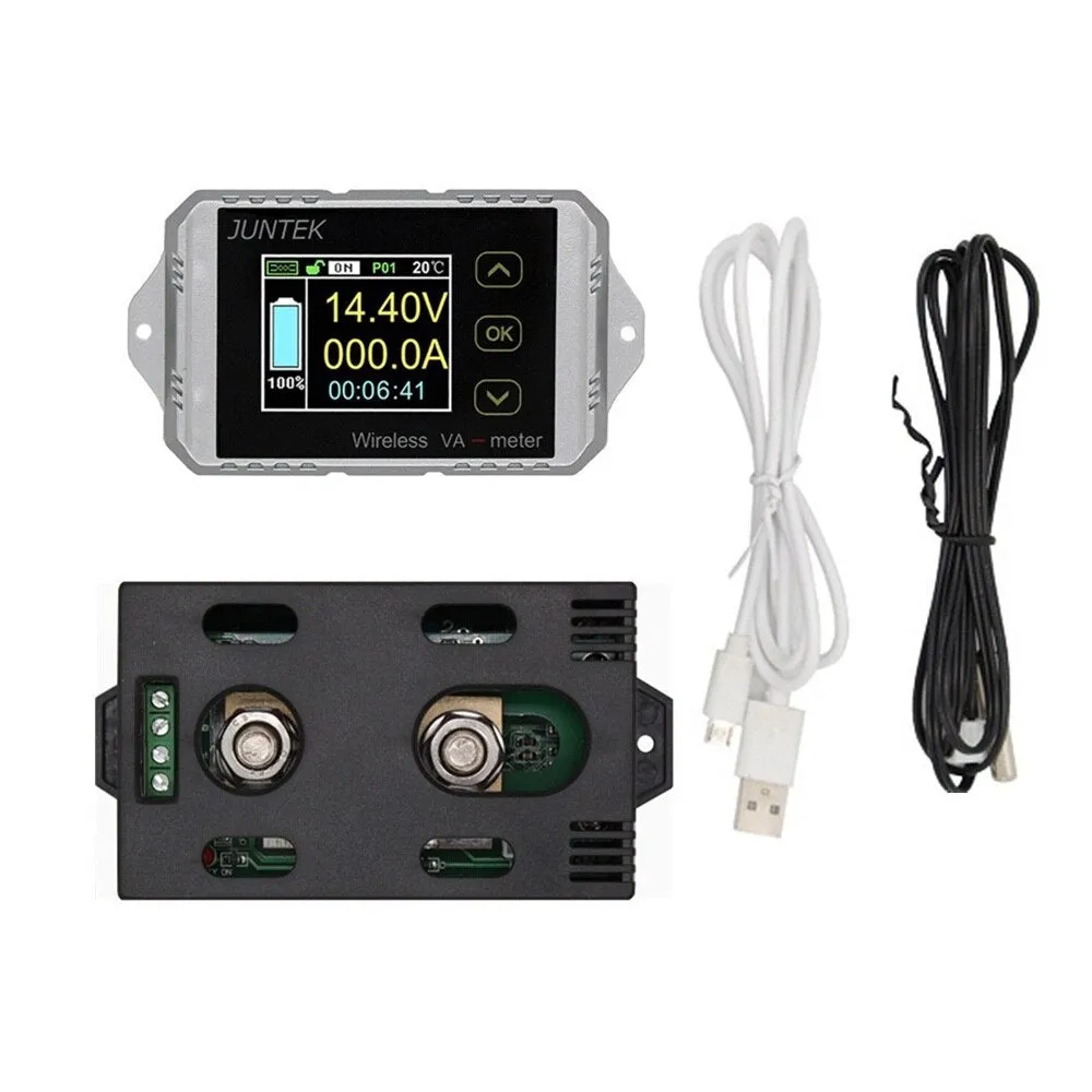 JUNTEK VAT1200 100V 200A Wireless voltage and current meter Car battery monitoring 12V 24V 48V battery Coulomb counter VA meter