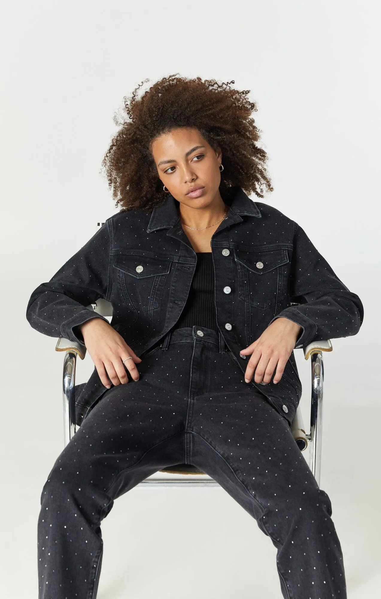 KARLA JACKET IN SHINY SMOKE DENIM