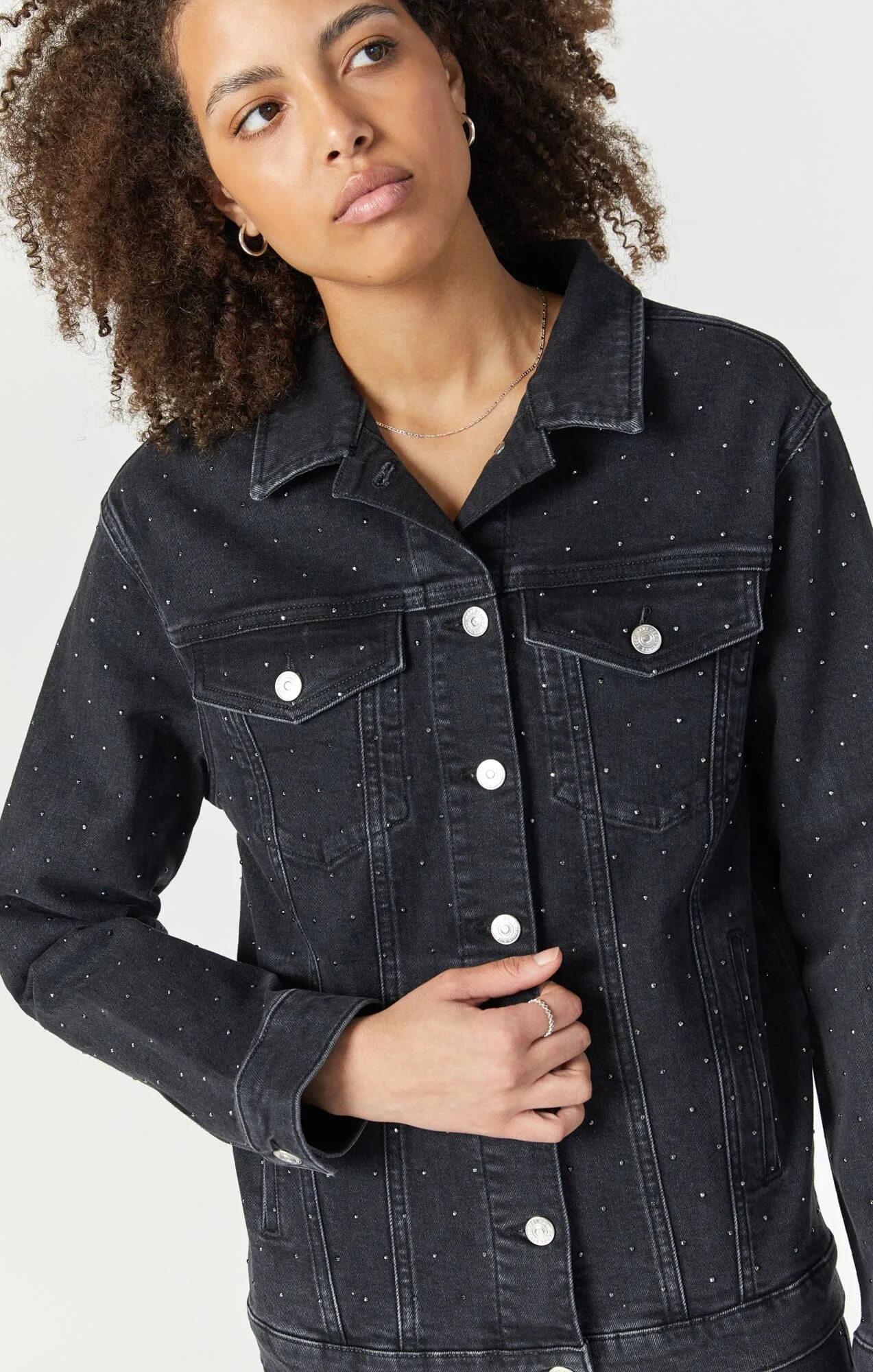 KARLA JACKET IN SHINY SMOKE DENIM