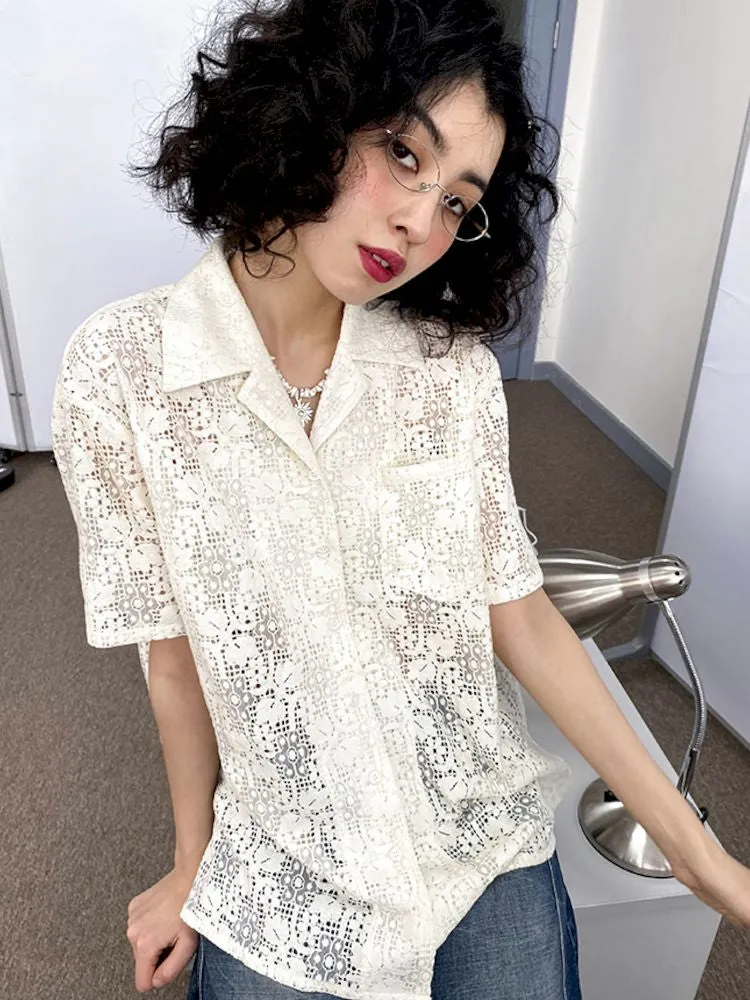 Lace Short Sleeve Blouse【s0000008838】