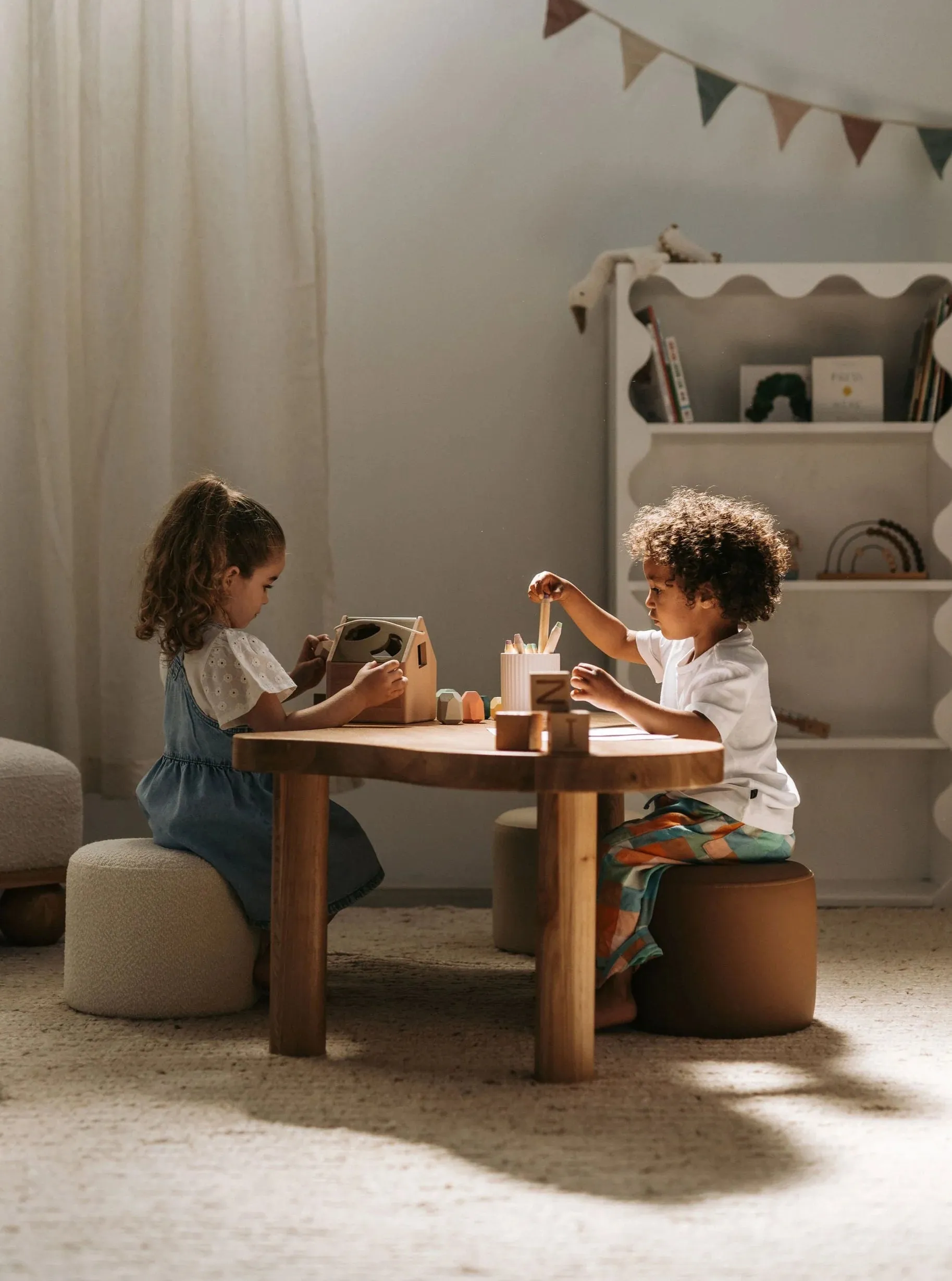 Leon Activity Table & Remi Stool Package - Ivory, Ecru, Latte
