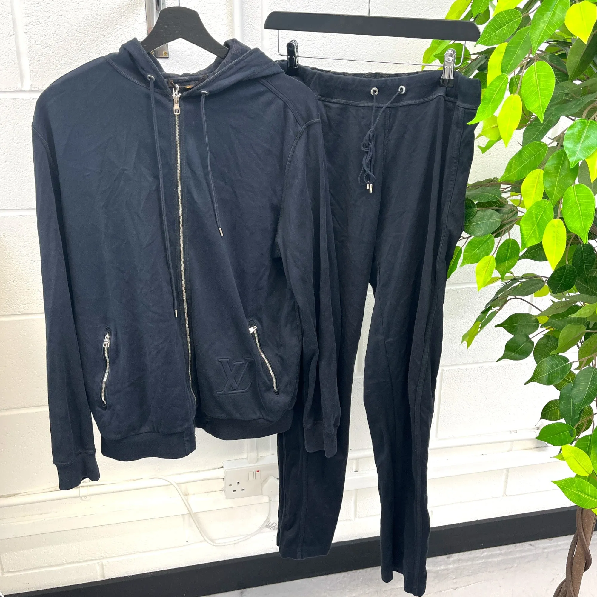 Men's Embossed Logo Full Tracksuit Navy Size L