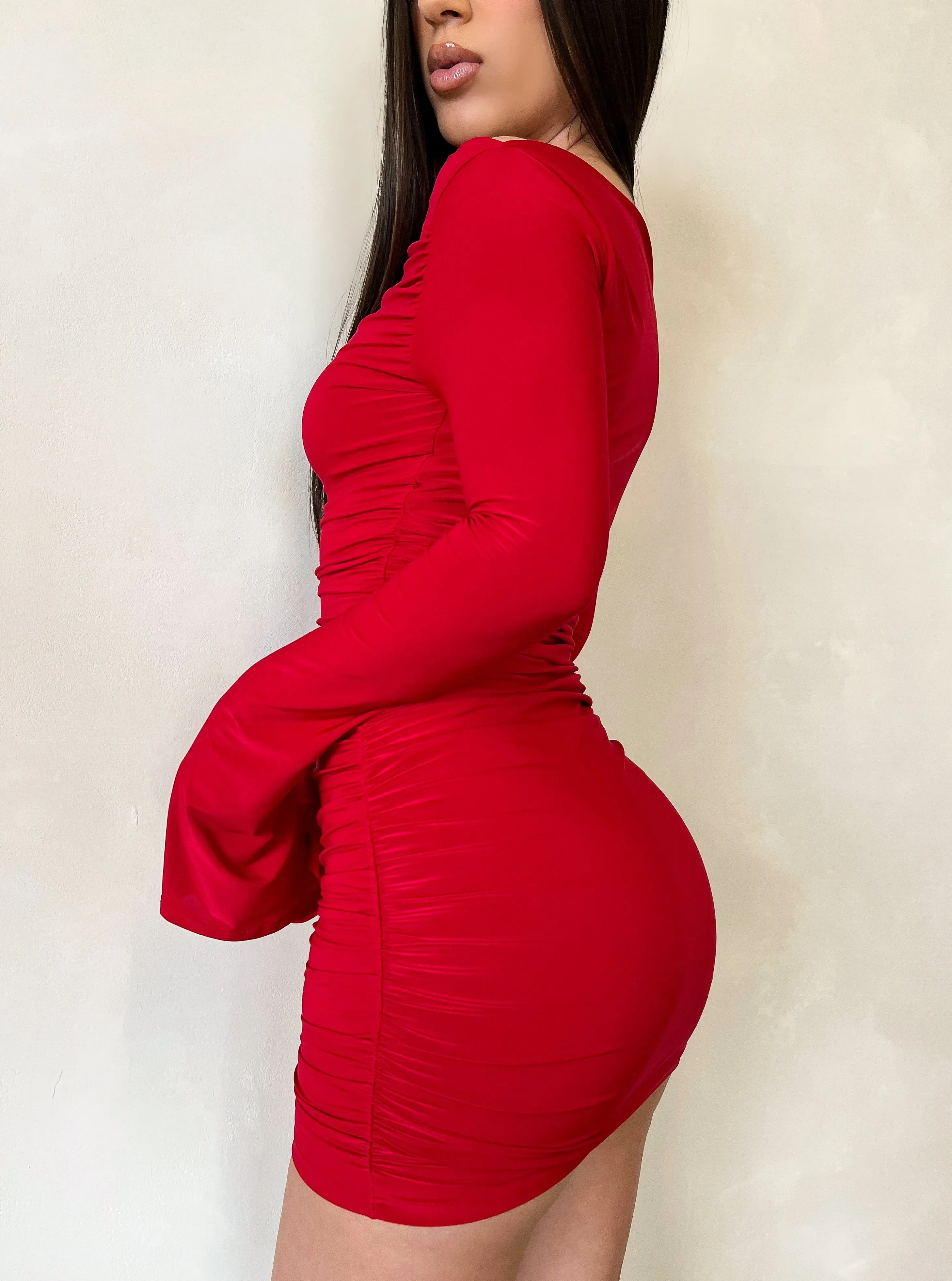 Nancy Long Sleeve Dress (Red)