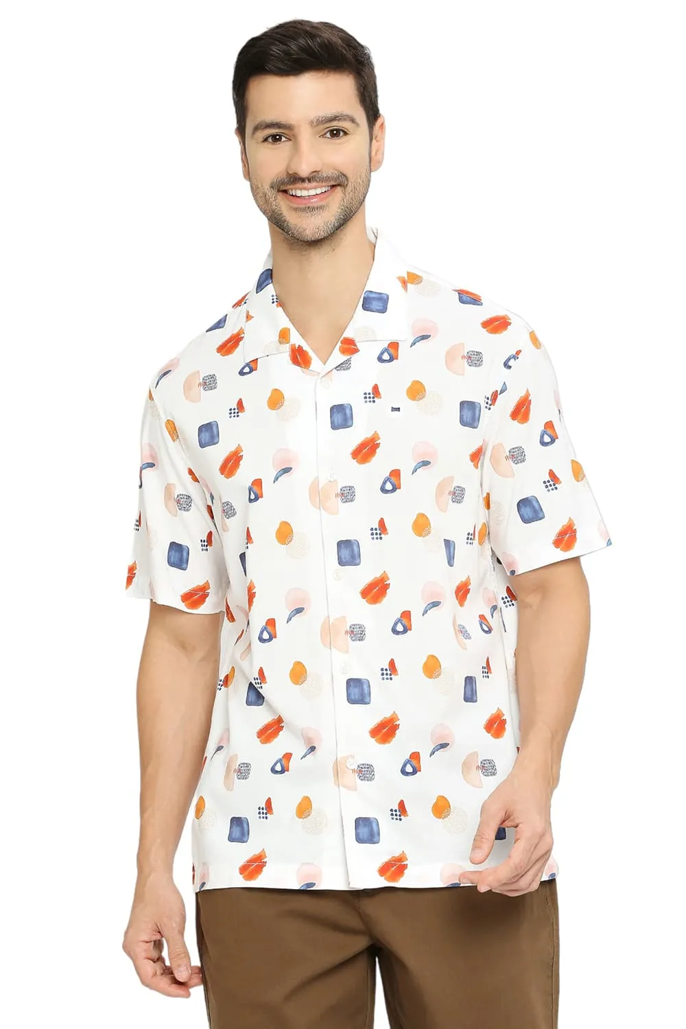 Relaxed Fit Cotton Viscose Digital Printed Halfsleeves Shirt