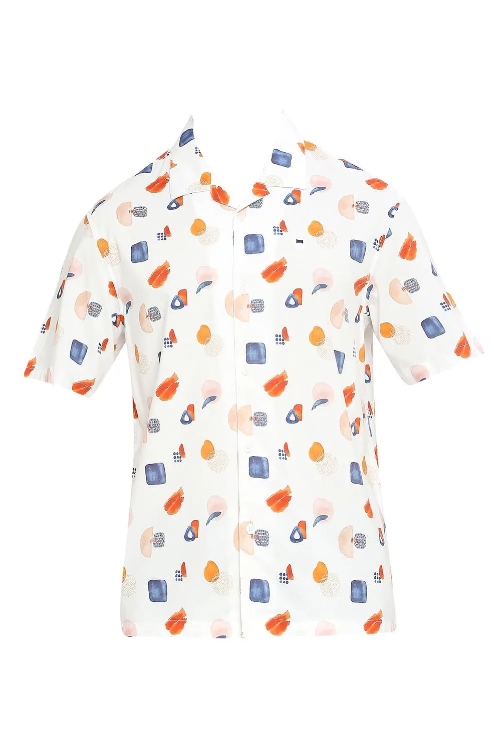 Relaxed Fit Cotton Viscose Digital Printed Halfsleeves Shirt