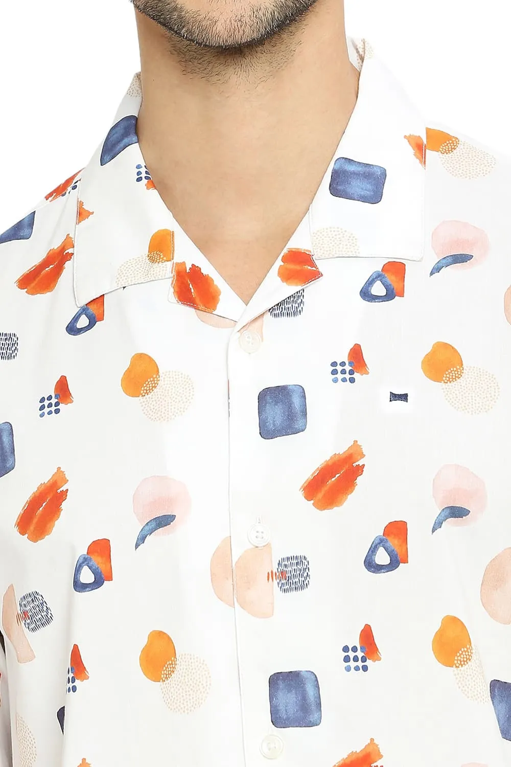 Relaxed Fit Cotton Viscose Digital Printed Halfsleeves Shirt