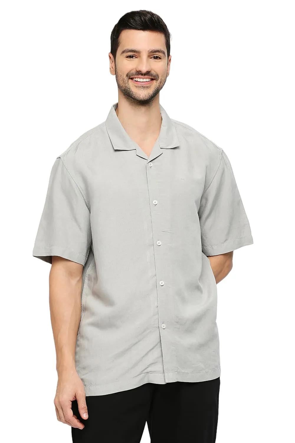 Relaxed Fit Viscose Linen Halfsleeves Shirt