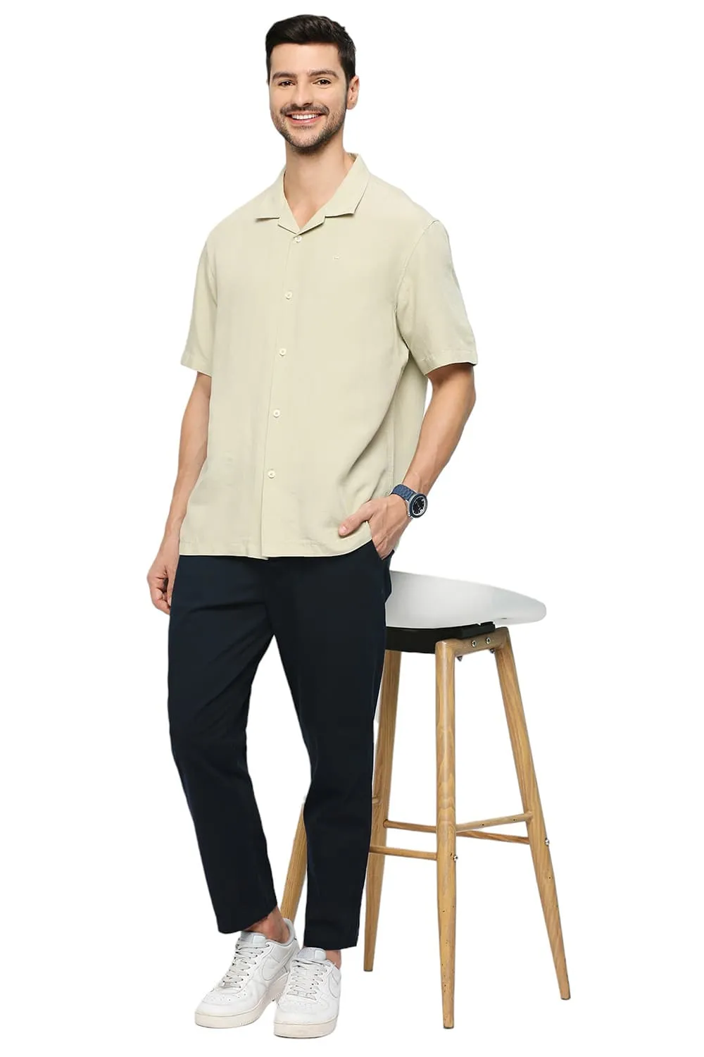 Relaxed Fit Viscose Linen Halfsleeves Shirt