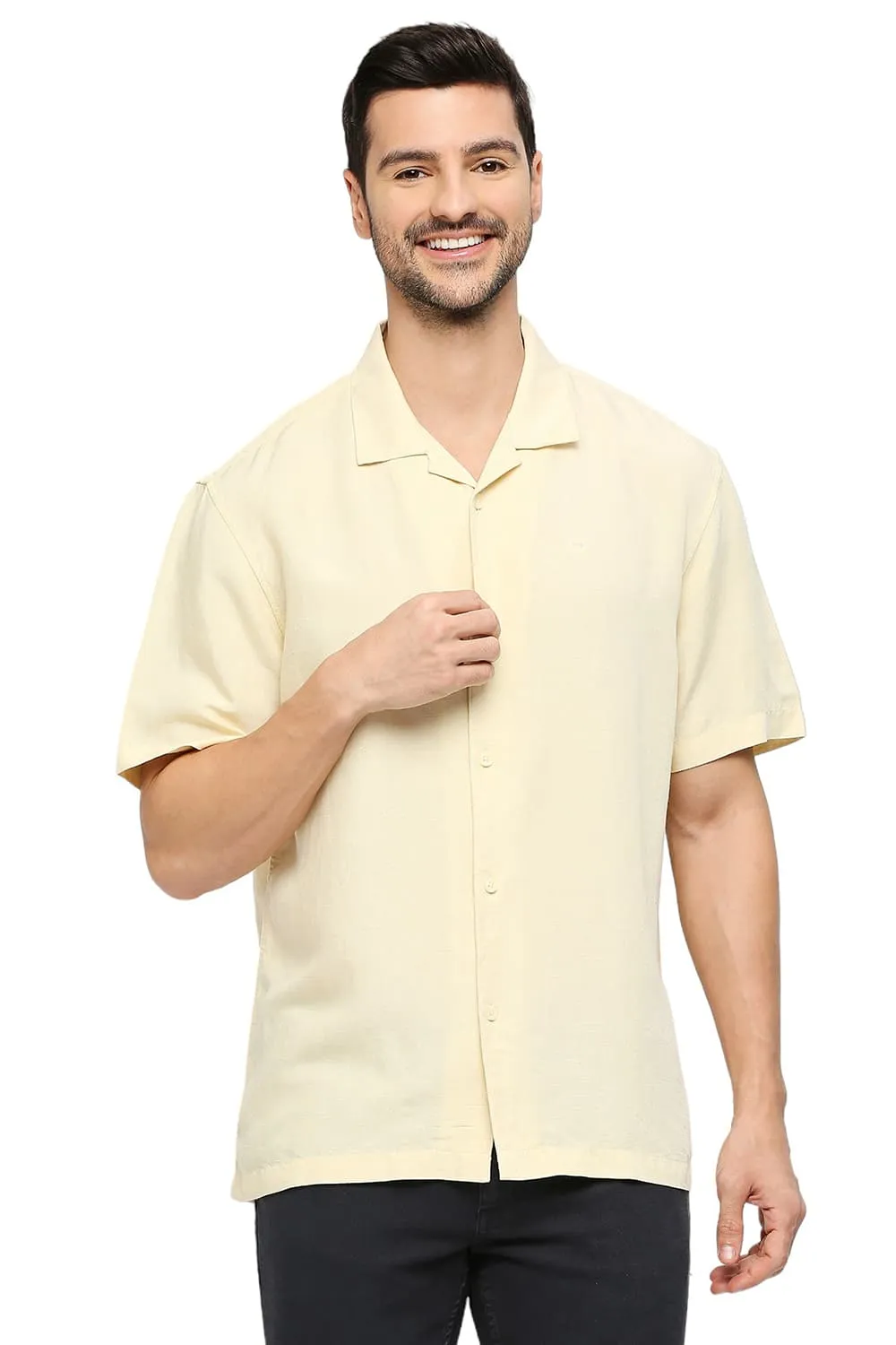 Relaxed Fit Viscose Linen Halfsleeves Shirt