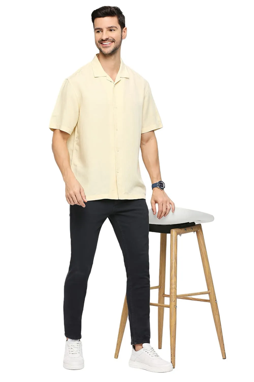 Relaxed Fit Viscose Linen Halfsleeves Shirt