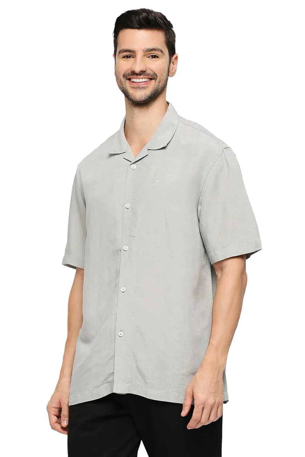 Relaxed Fit Viscose Linen Halfsleeves Shirt