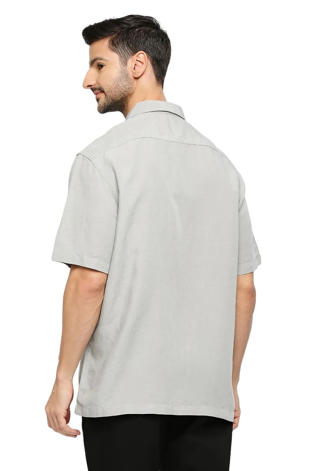 Relaxed Fit Viscose Linen Halfsleeves Shirt