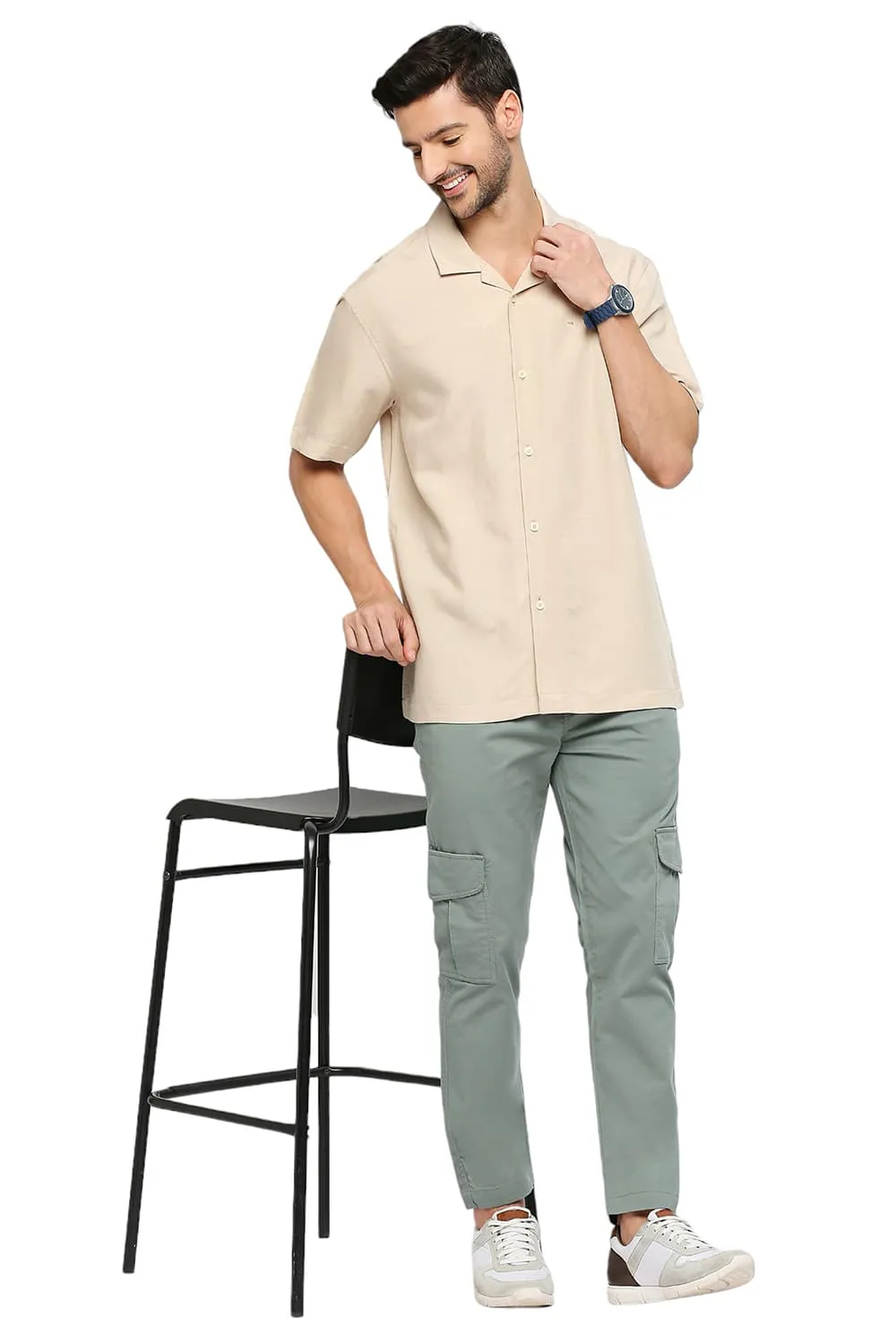 Relaxed Fit Viscose Linen Halfsleeves Shirt