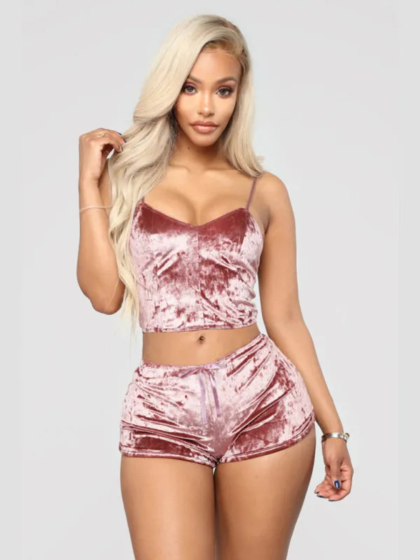 Sexy Velvet V-neck Underwear Two-Piece Set Sexy Lingerie Homewear Set