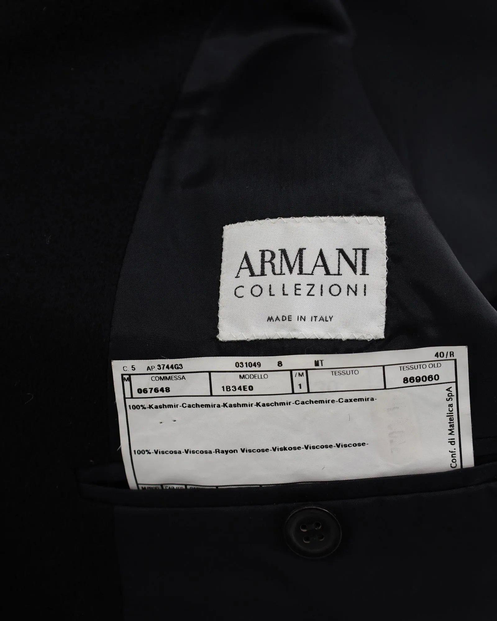 Single Breasted Black Wool Blazer for Men by Armani Collezioni