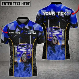 Truck Metal Pattern Multicolor Option Personalized Name 3D Polo Shirt For Truck Driver
