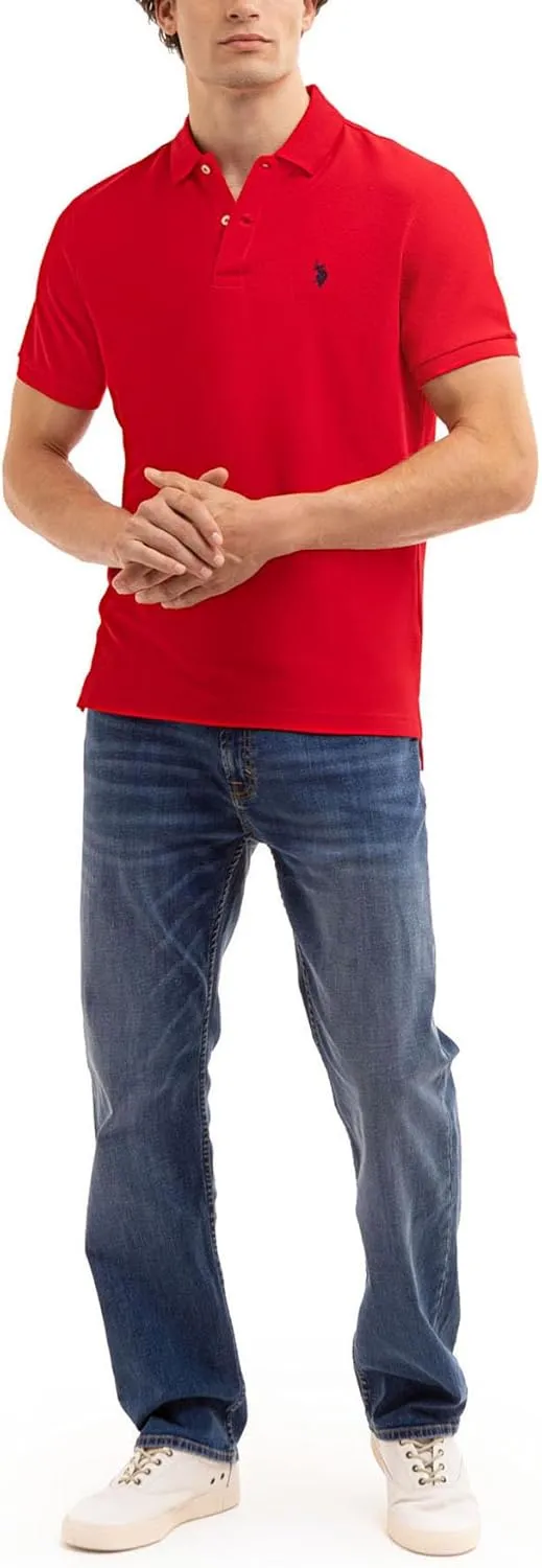 U.S. Polo Assn. Men's Classic Polo Shirt, Two-Button Closure Pique Polo Shirt, Summer Fashion Golf Shirt