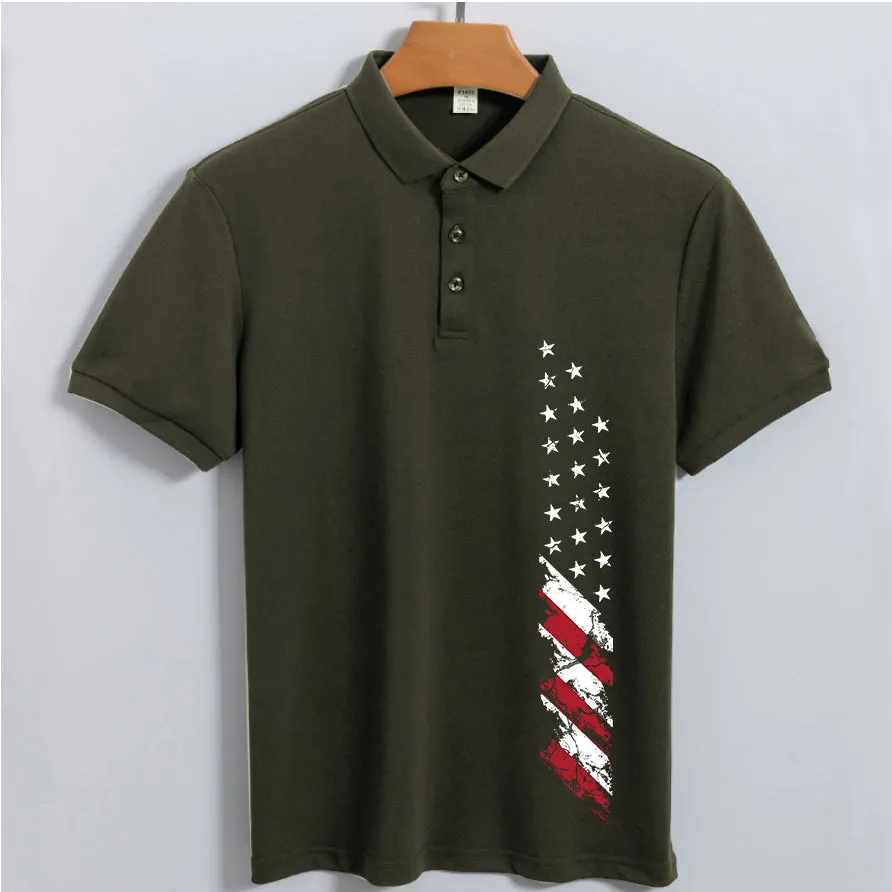USA FLAG Men's Outdoor SUN Protection QUICK DRY POLO (UPF40 )