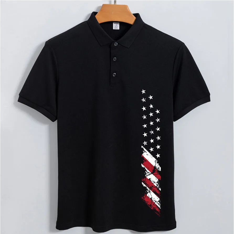 USA FLAG Men's Outdoor SUN Protection QUICK DRY POLO (UPF40 )