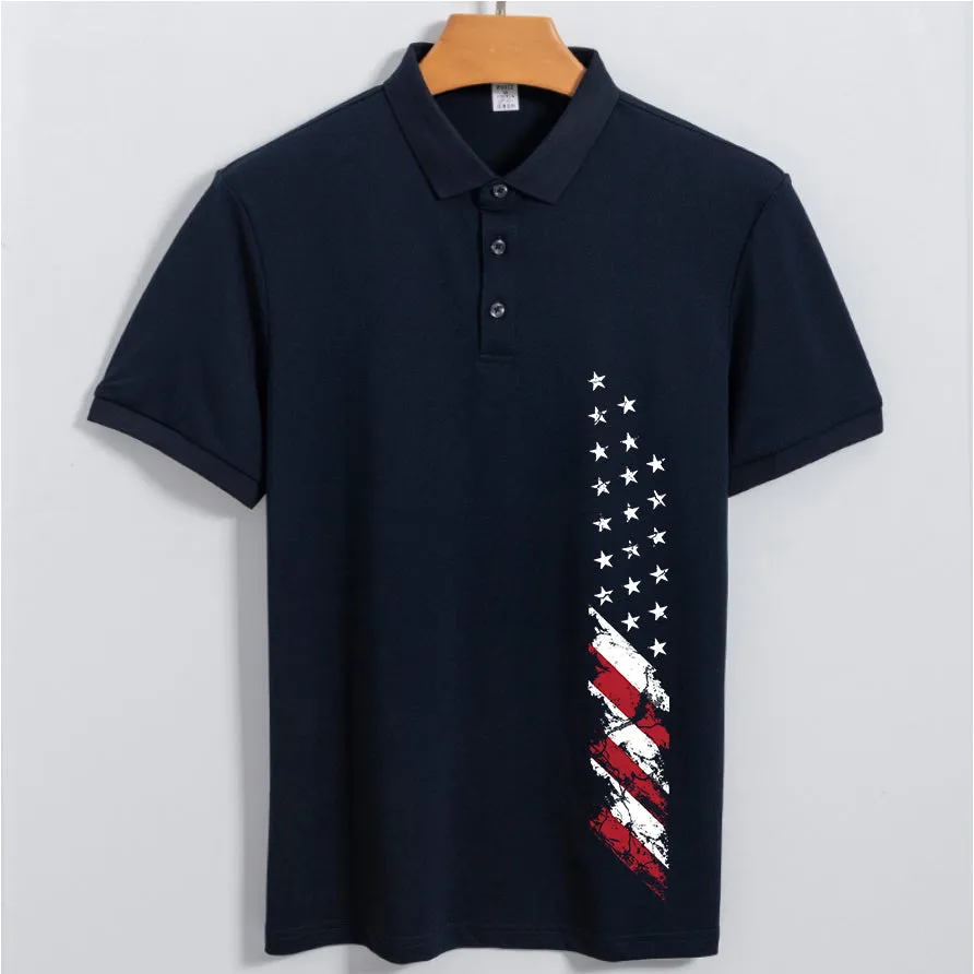 USA FLAG Men's Outdoor SUN Protection QUICK DRY POLO (UPF40 )