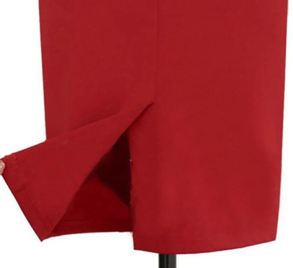 Women Half Sleeves Decorated Buttons Pencil Style Dress - KMWD183