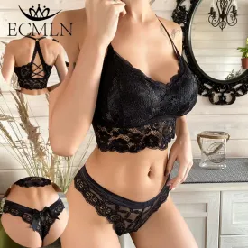 Women Underwear Sets Lace Panties Seamless Backless Sexy Vest Bralette Push Up Bra Lingerie