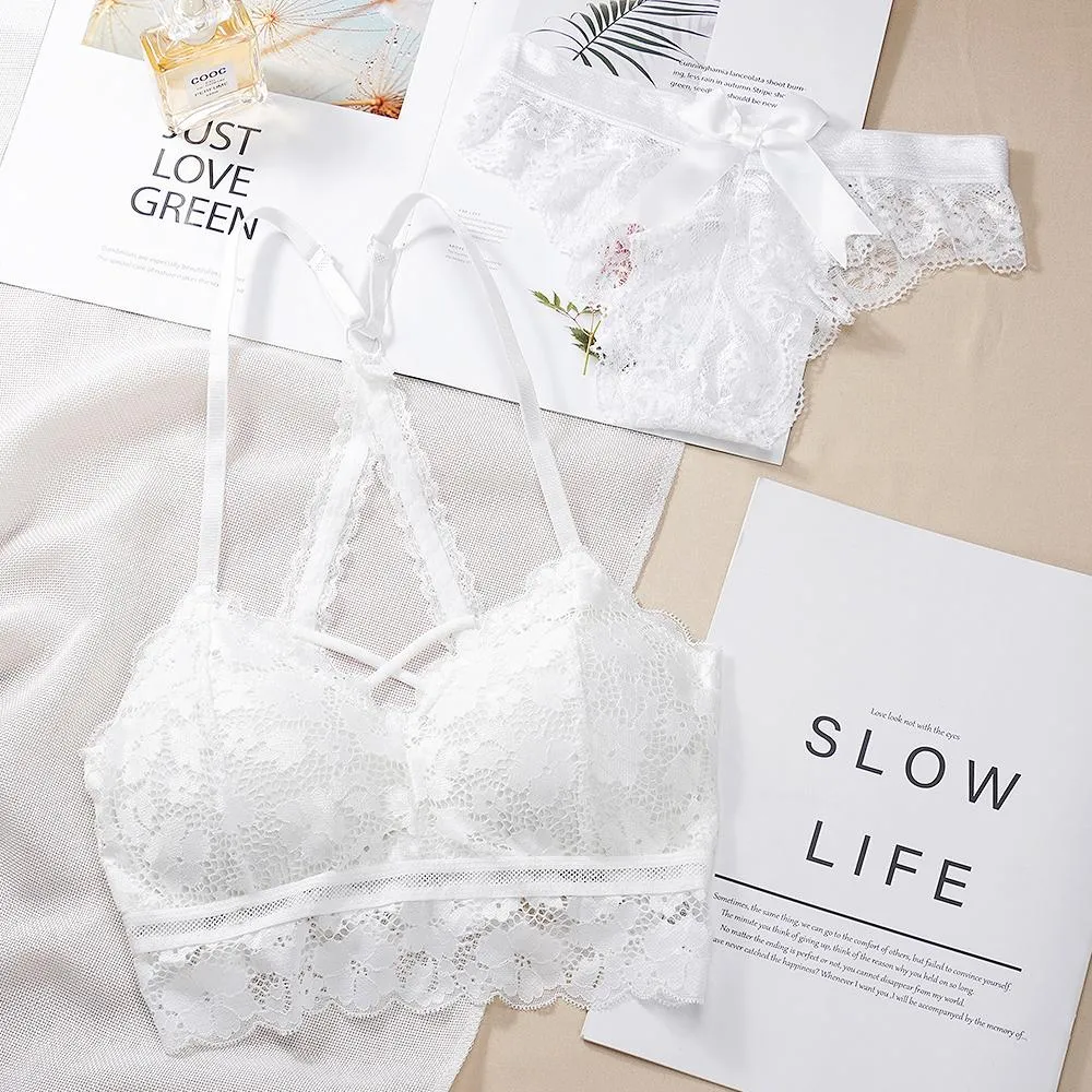 Women Underwear Sets Lace Panties Seamless Backless Sexy Vest Bralette Push Up Bra Lingerie