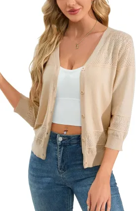 Womens Cropped Cardigan Knit Shrugs for Dresses V Neck Button Down Bolero Cardigans Sweaters