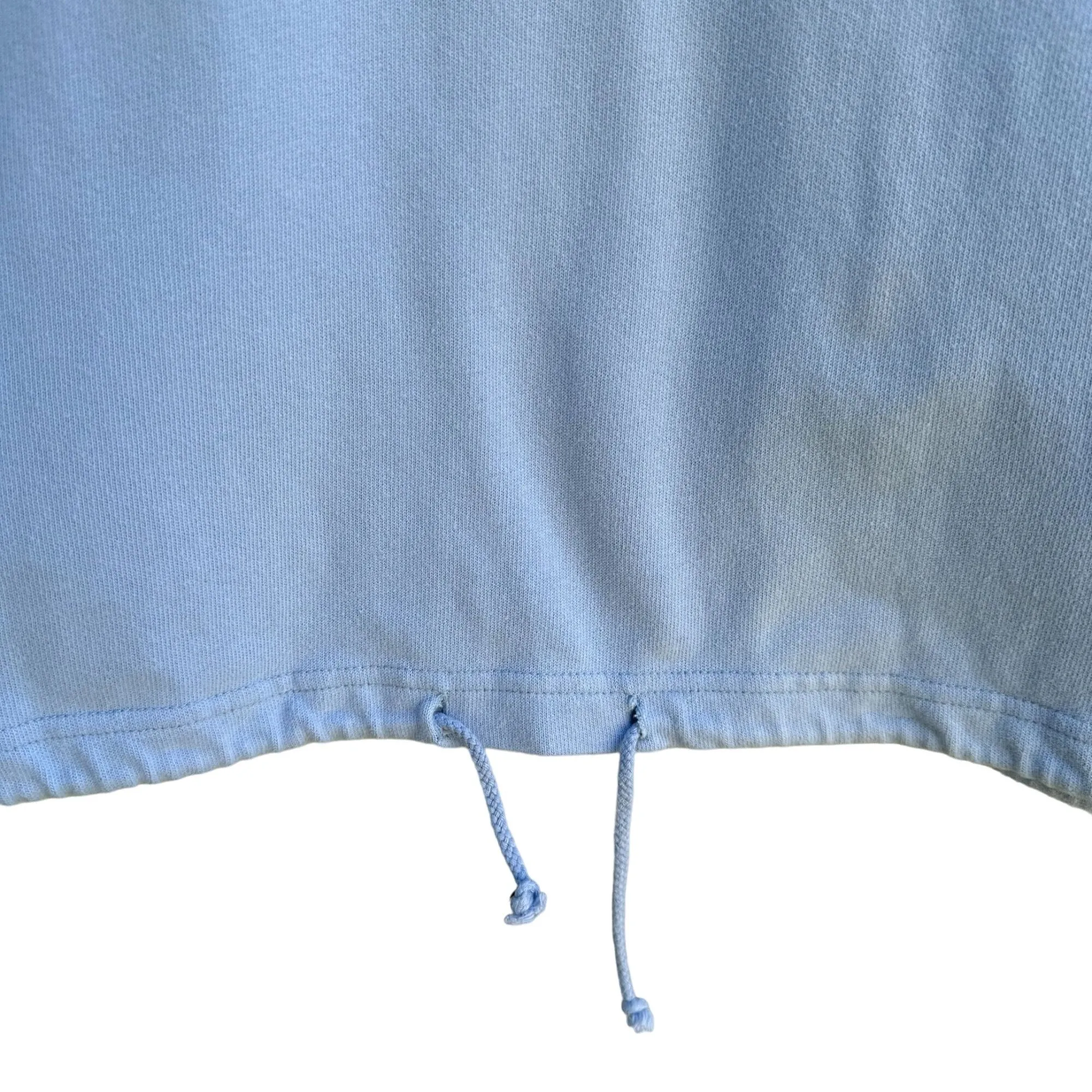 Women's Sleeveless Casual Light Blue Drawstring Waist Workout Fleece Hoodie - L