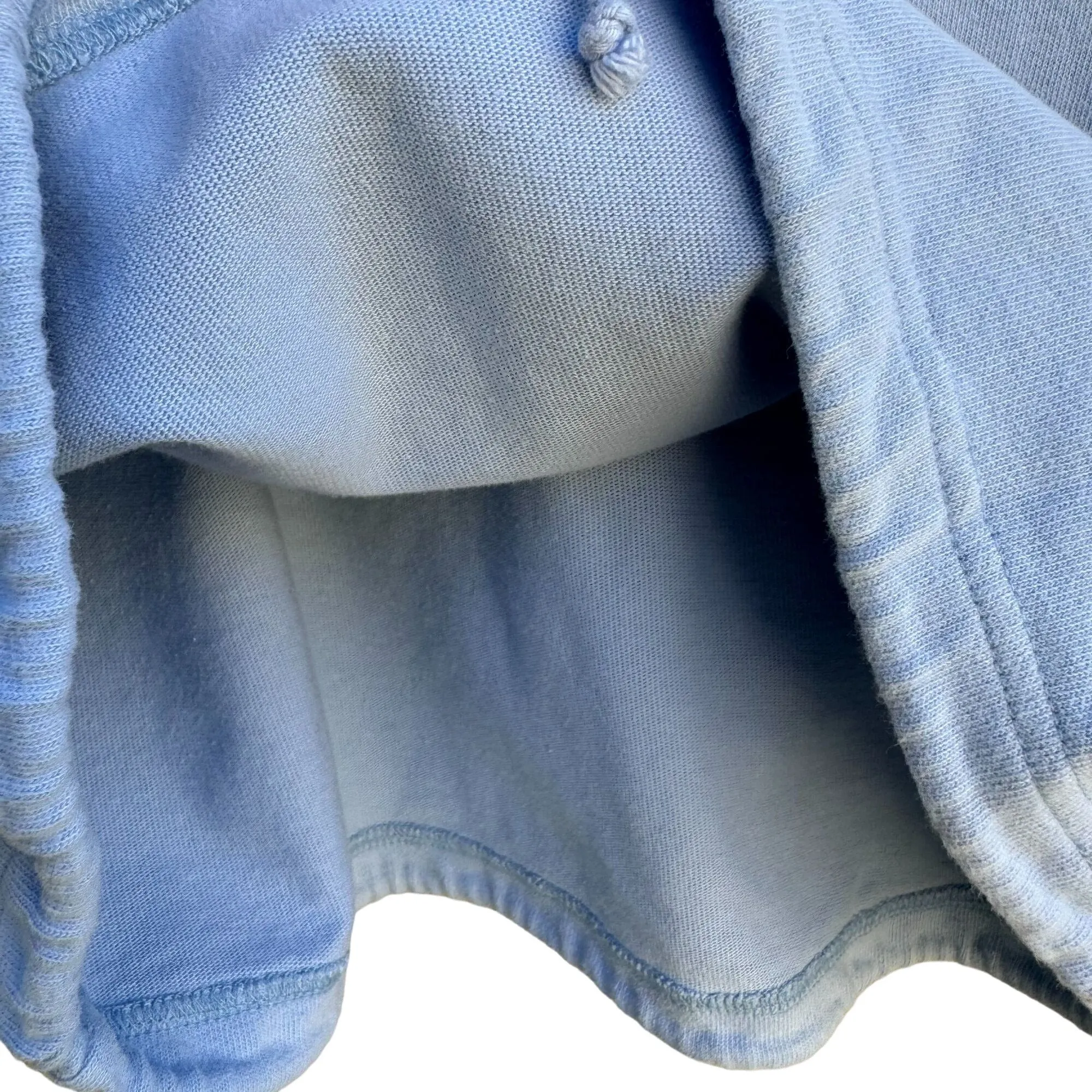 Women's Sleeveless Casual Light Blue Drawstring Waist Workout Fleece Hoodie - L